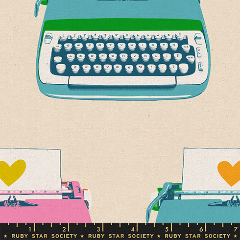 CANVAS Best Day Ever Typewriters in Natural RS0108 15L - Ruby Star Society Sold by the Yard